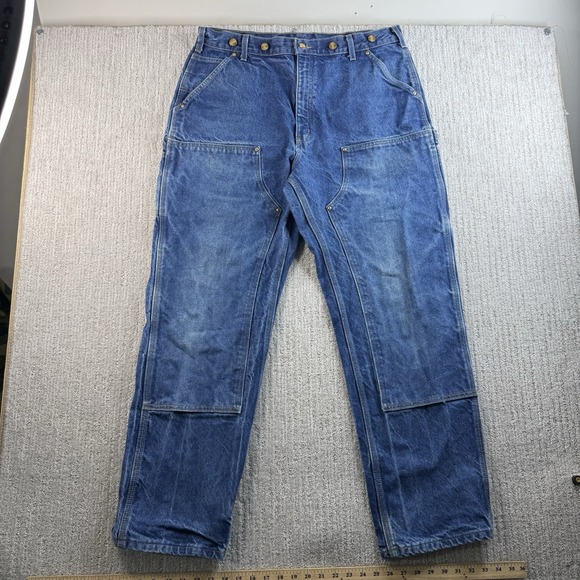 Carhartt Double Knee Carpenter Jeans Mens 38x32 (37x32) Denim Workwear B07 DNM